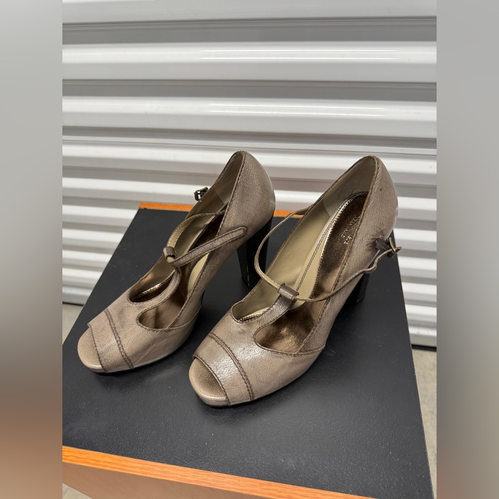 Chic Taupe Peep-Toe Heels